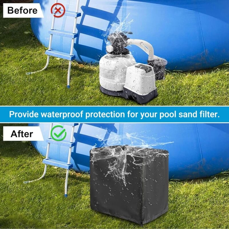 Bâche de Protection Pompe Piscine 84x61x86cm – Housse Anti-UV Filtre à Sable, Cache Pompe Hors Sol, Jardin Extérieur - 3