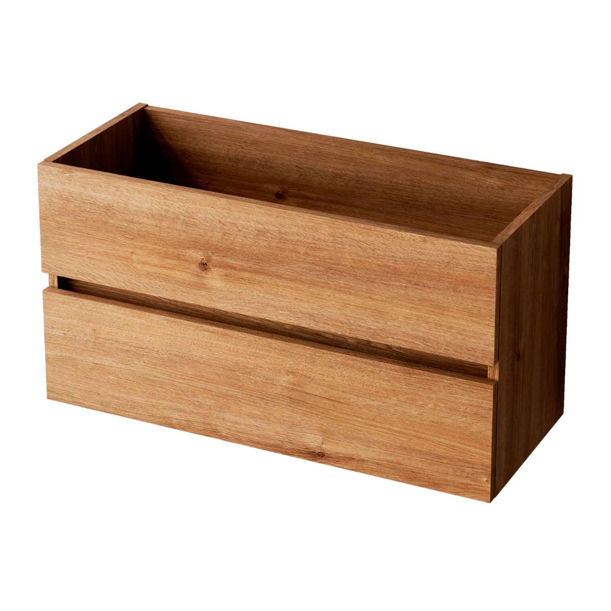 Meuble salle de bain ANCONA 100cm – Plan vasque céramique, 2 tiroirs, finition Finition Chêne Naturel, H 54cm x P 45cm - 2