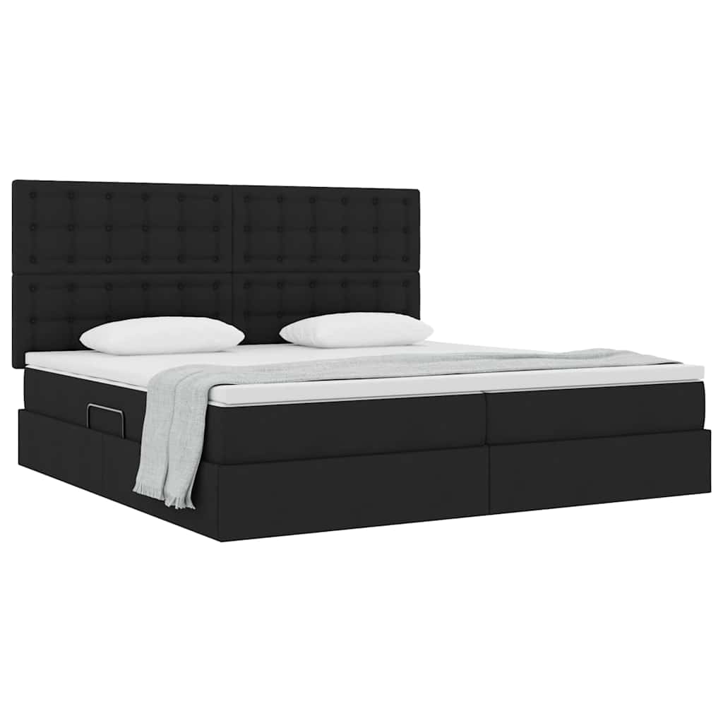 Lit avec rangement et matelas noir 200 x 200 cm tissu - 3