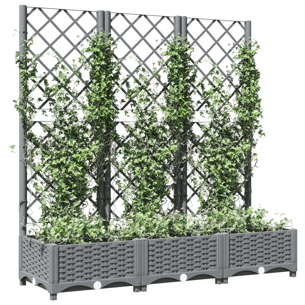 Maison Exclusive - Vaso/floreira jardim c/ treliça 120x40x121,5 cm PP cinza-claro - 3