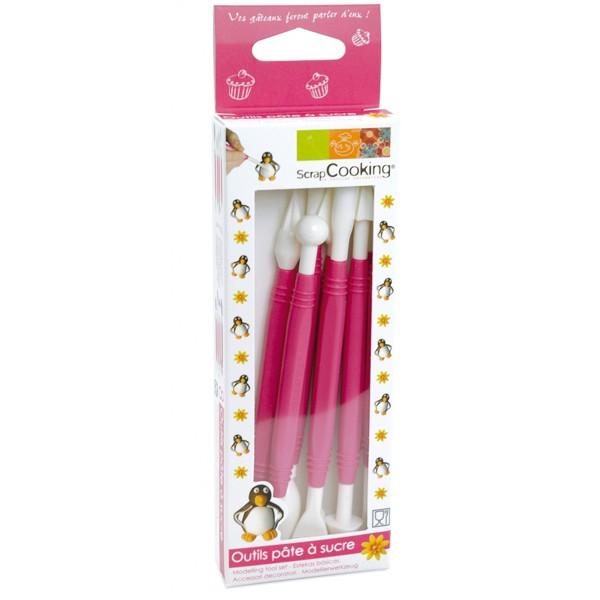 Scrapcooking 5110 - Set Di 8 Utensili Per Pasta Di Zucchero - Doppia Punta, In Plastica Alimentare, Multicolore