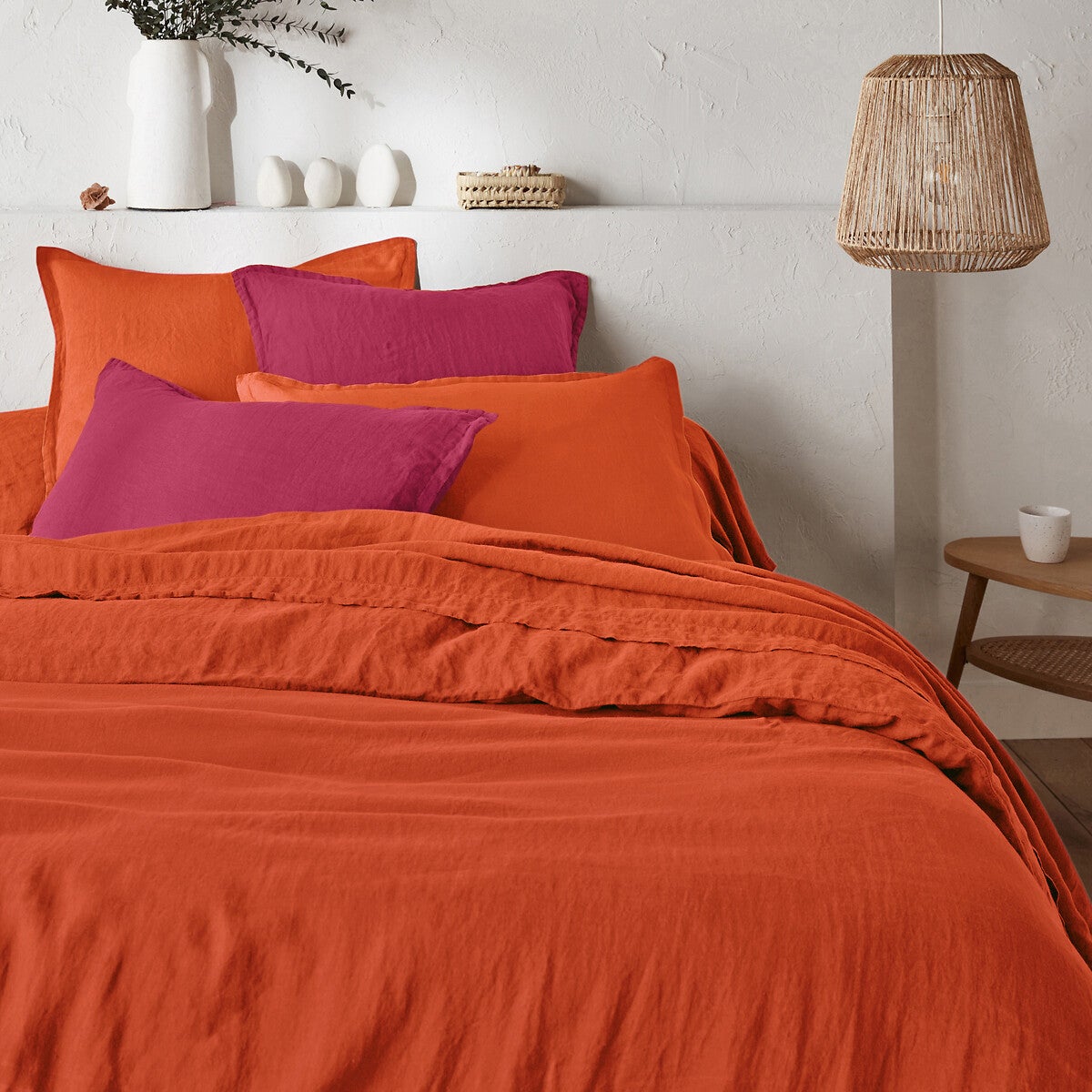 Housse de couette en lin lavé, Linot - Orange cuit - 200 x 210 cm ...