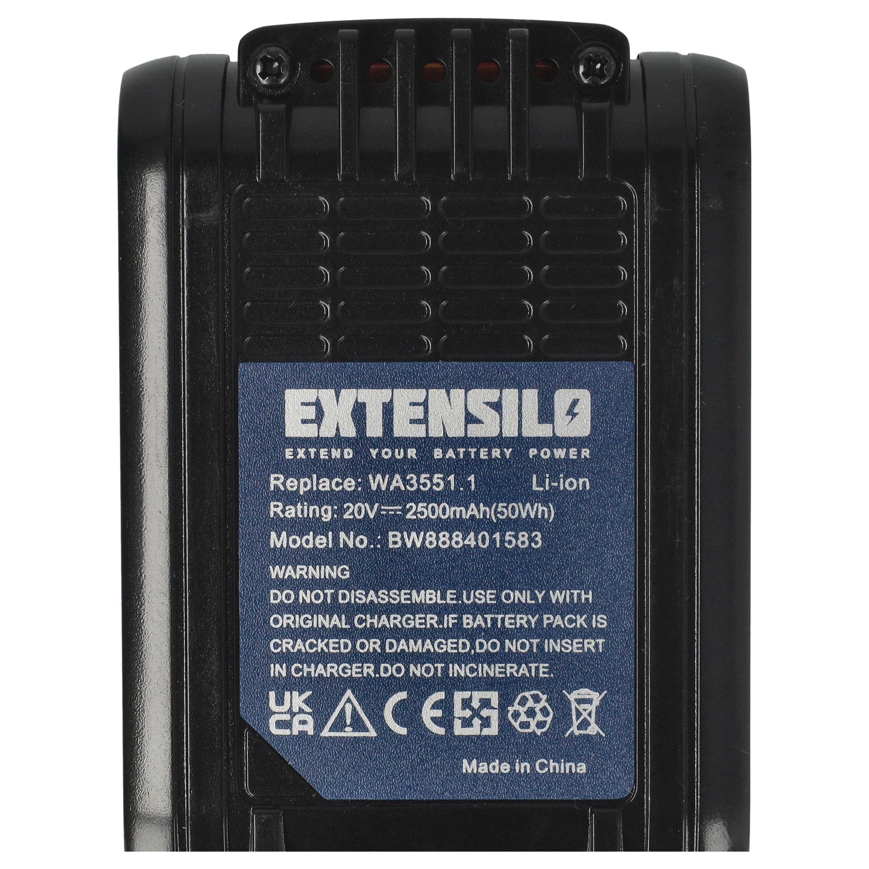 EXTENSILO Batterie compatible avec AL-KO LB 2060 (113537), MB 2010 (113696), WR 2000 (113631) outil électrique (2500 mAh, Li-ion, 20 V) - 4