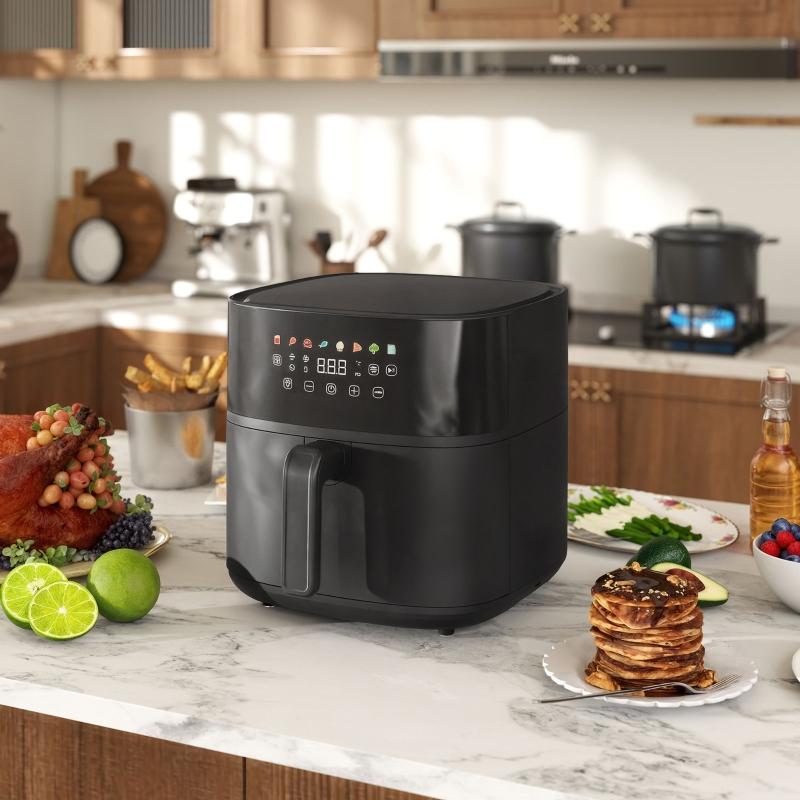 Wielofunkcyjna frytkownica powietrzna beztłuszczowa o pojemności 8 l i mocy 1700 W z 8 wstępnie ustawionymi menu i 60-minutowym timerem