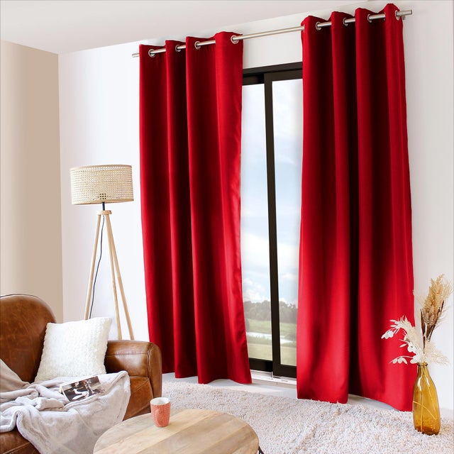 Rideau uni isolant et thermique - Rouge - 140x240 cm - Polyester
