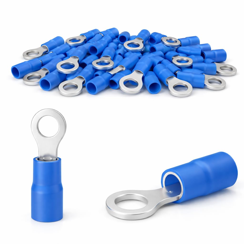 WEBMATEL Pack 100 Terminales Anillo Azules M3 1,5-2,5mm² Parcialmente ...