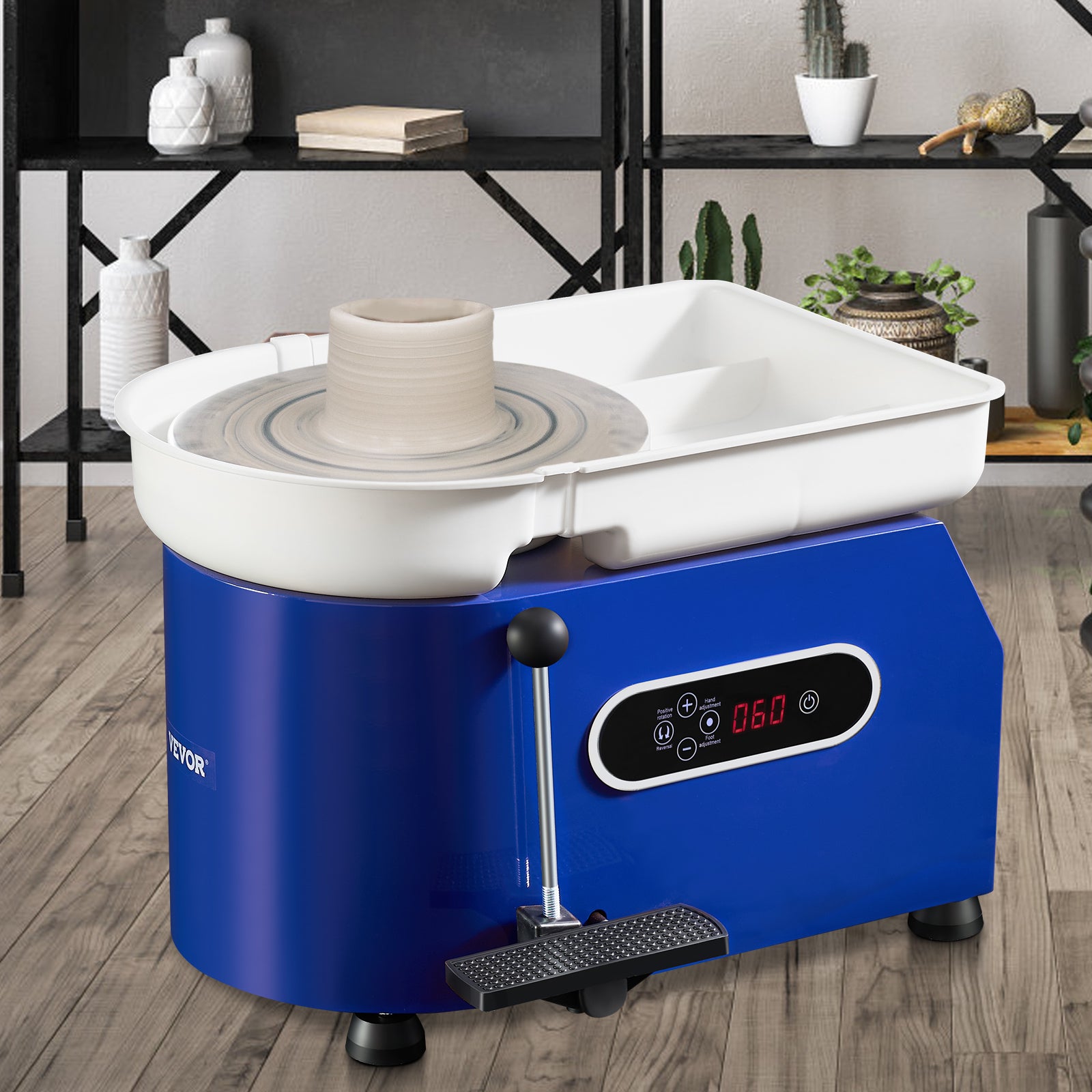 Tour de Potier VEVOR 28 cm de Dia. Roue de Poterie Électrique 450 W 60-300 tr/min Machine de Poterie Électrique Charge Max. 8 kg d’Argile avec Pédale - 8