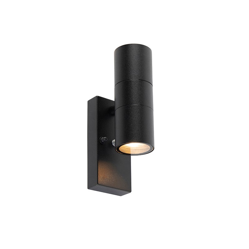 Lampa ścienna zewnętrzna czarna 2-światłowa IP44 z czujnikiem zmierzchu - Duo