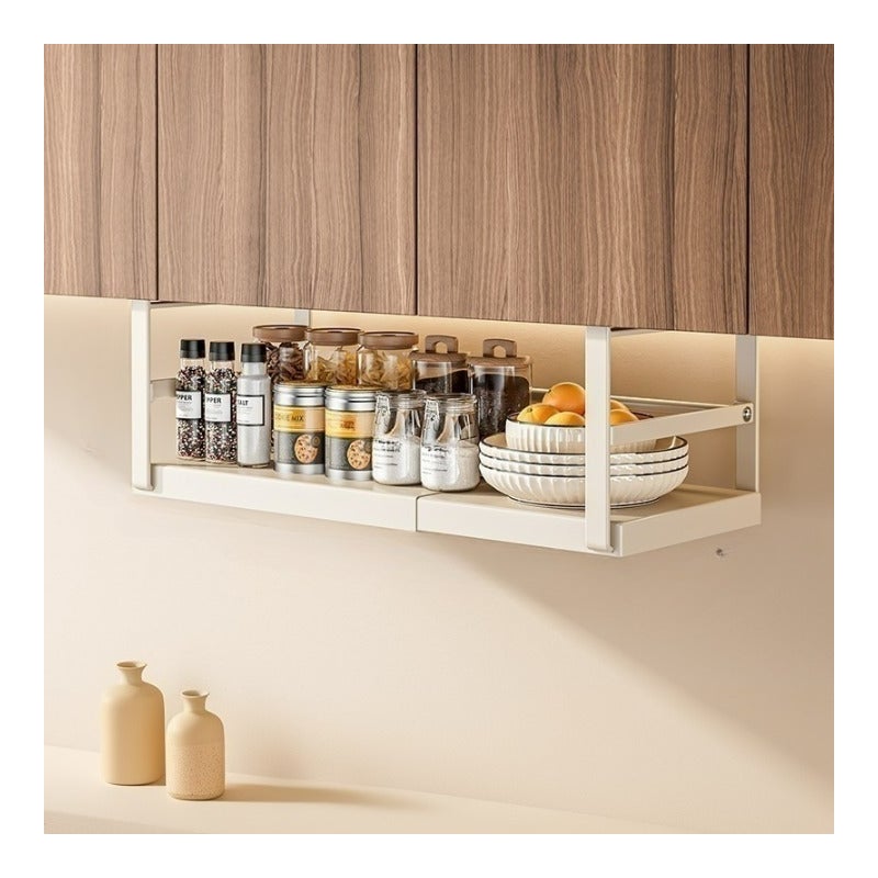 Półka na przyprawy wisząca, bez wiercenia, wysuwana, biała, 27-45*22*18,7 cm