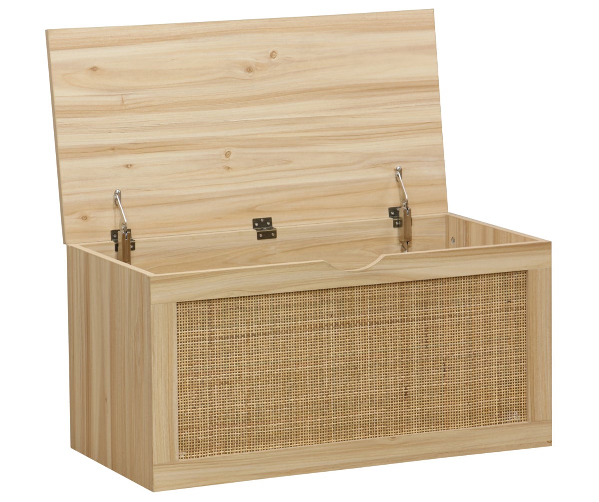 Coffre de rangement, meuble de rangement en décor pin , rotin - Longueur 80 x profondeur 40 x hauteur 40 cm - 3