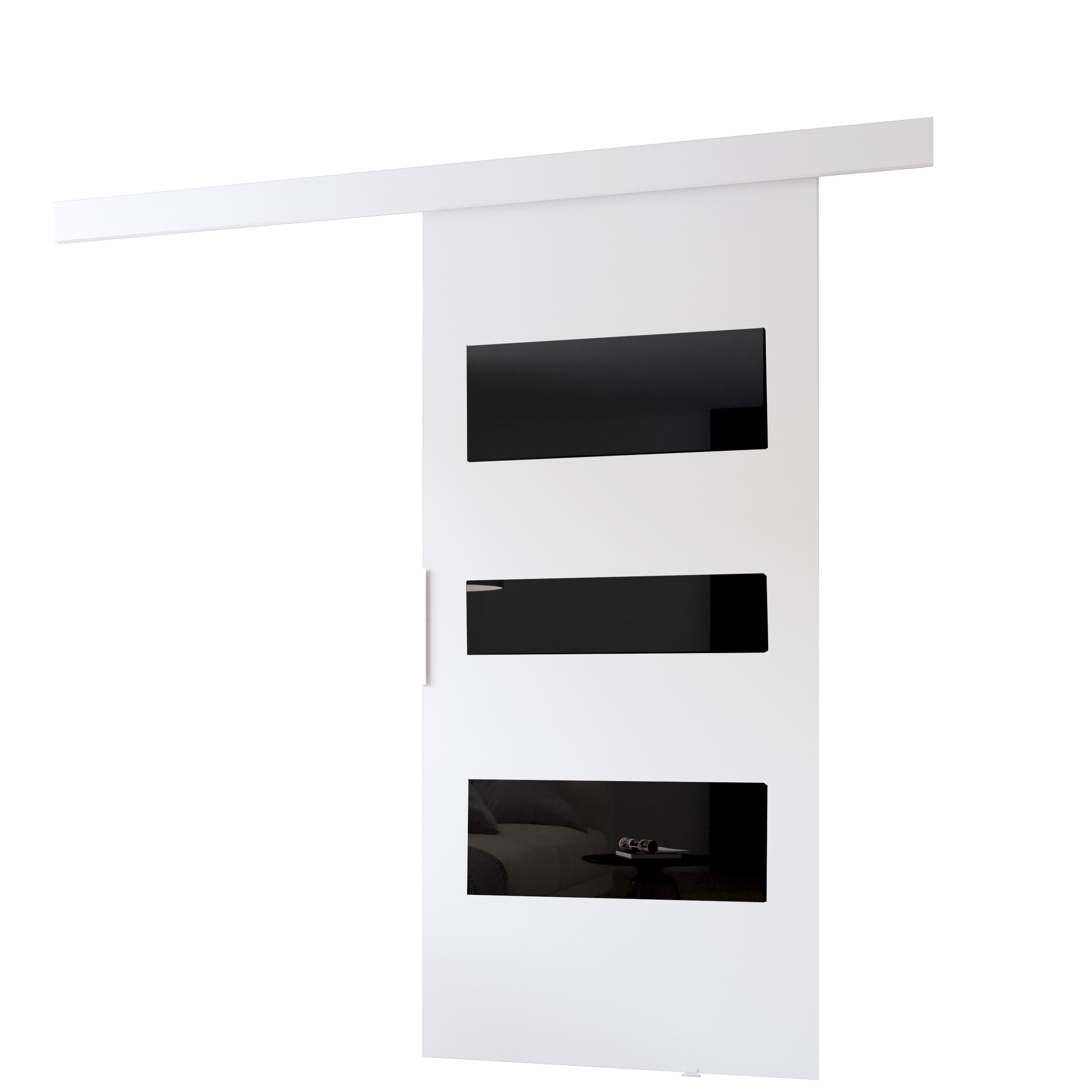 Drzwi przesuwne wewnętrzne CLEAN C 76 cm w kolorze białym.