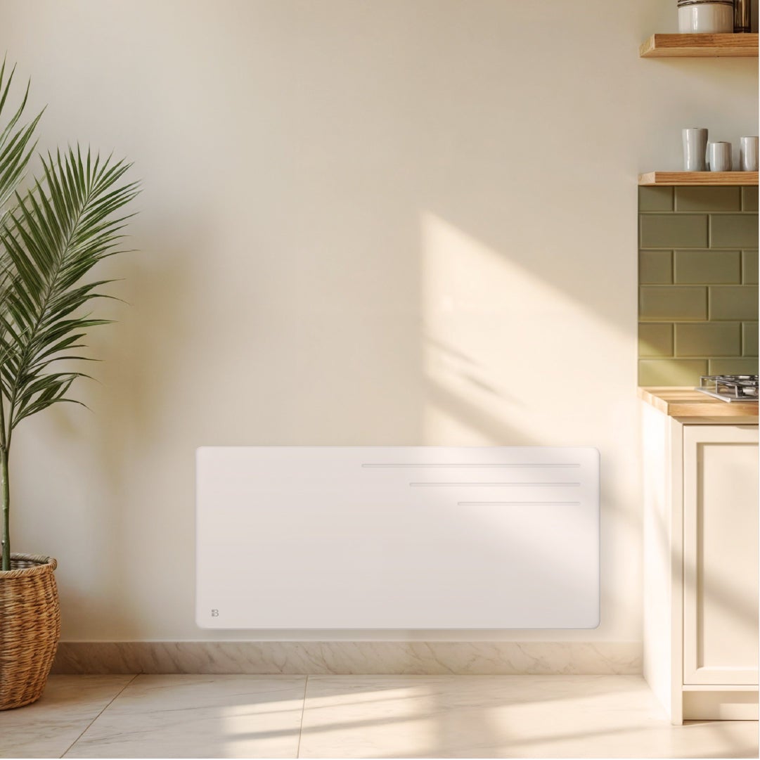 Radiateur électrique fixe à inertie sèche fonte 2000W Bestherm MOTU horizontal blanc - 2