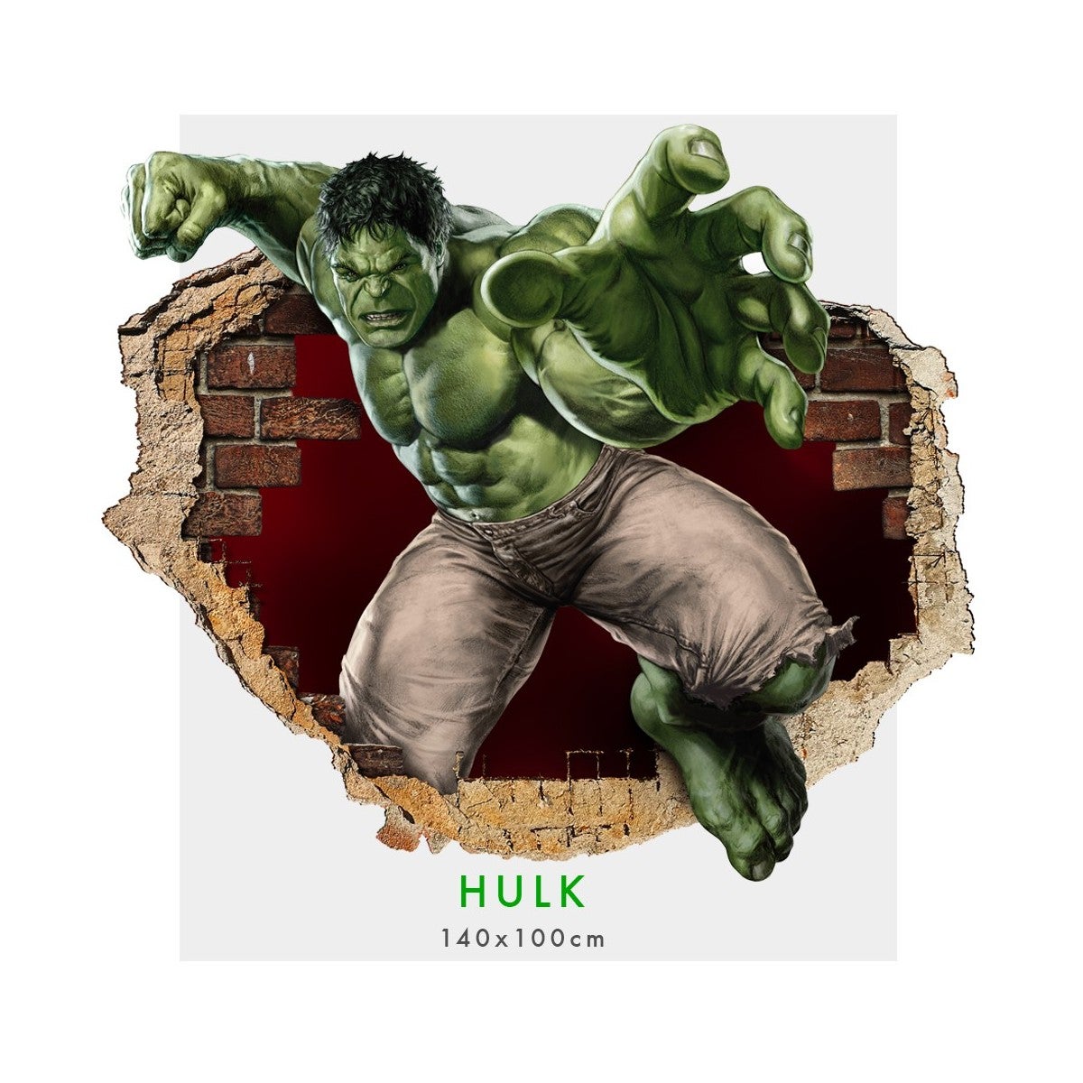 L'incroyable Hulk 2019 - Sticker mural graphique 3D pour murs - Sticker mural pour chambre d'enfant mesure 145x100 cm. - 5
