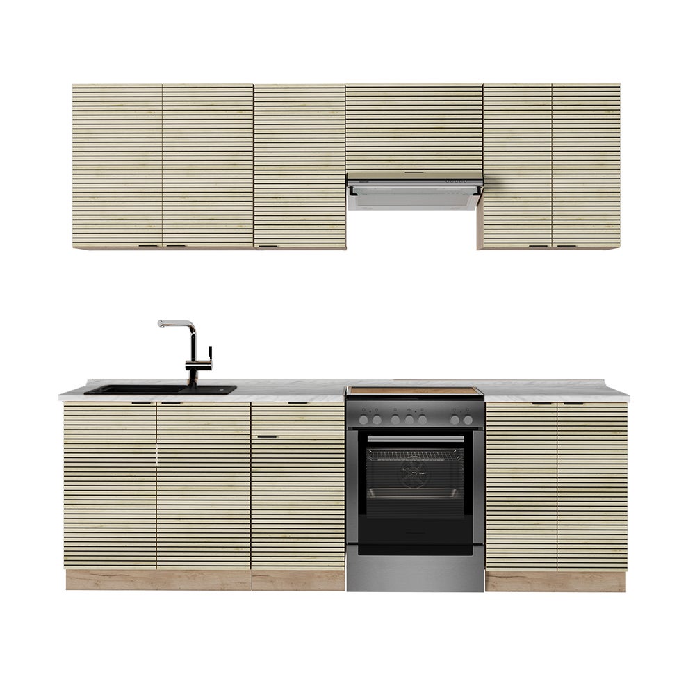 Vicco Aneks kuchenny Fame-Line, Panel dębowy/dąb goldkraft, 240 cm , BP Marmur