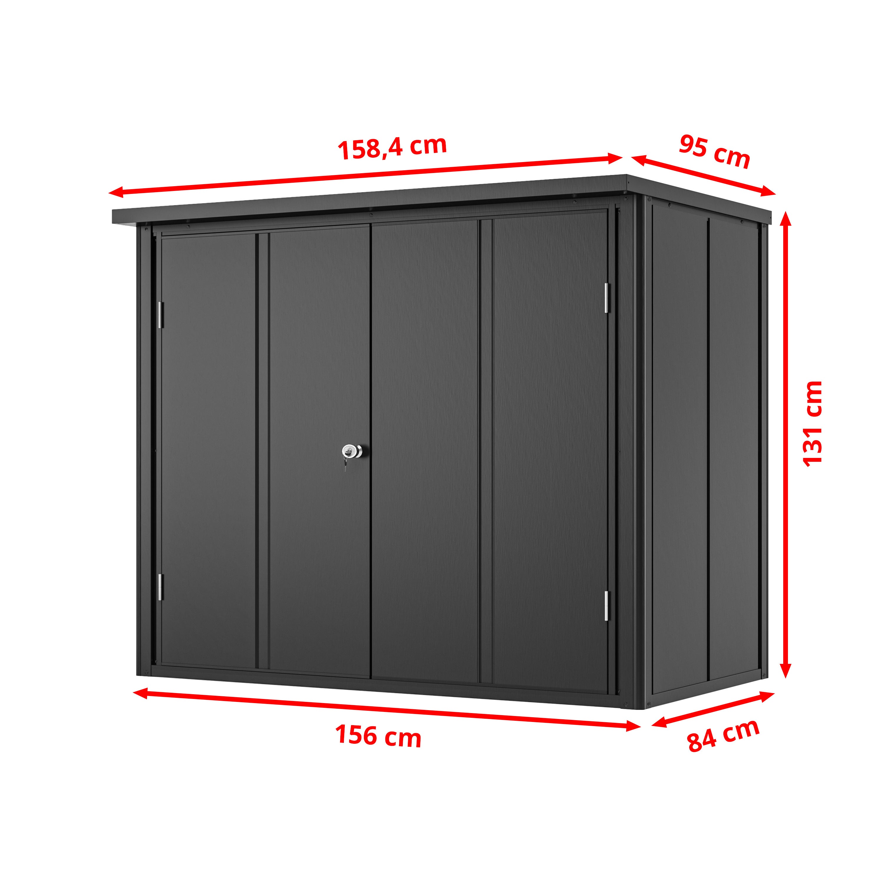 GFP Primeyard Armoire de jardin en métal 156x84x131 cm Abris de jardin anthracite, plancher inclus - 9