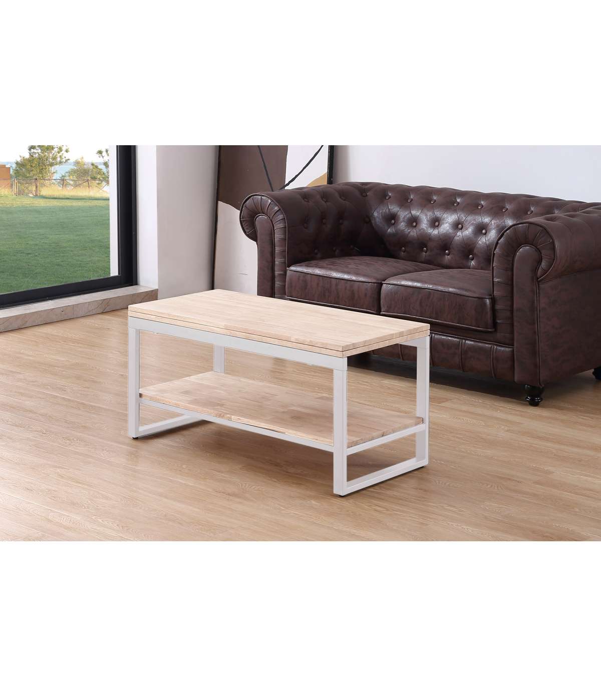Adec Mesa Centro Elevable Y Extensible Con Estante Inferior Blanco/Claras , Leroy Merlin