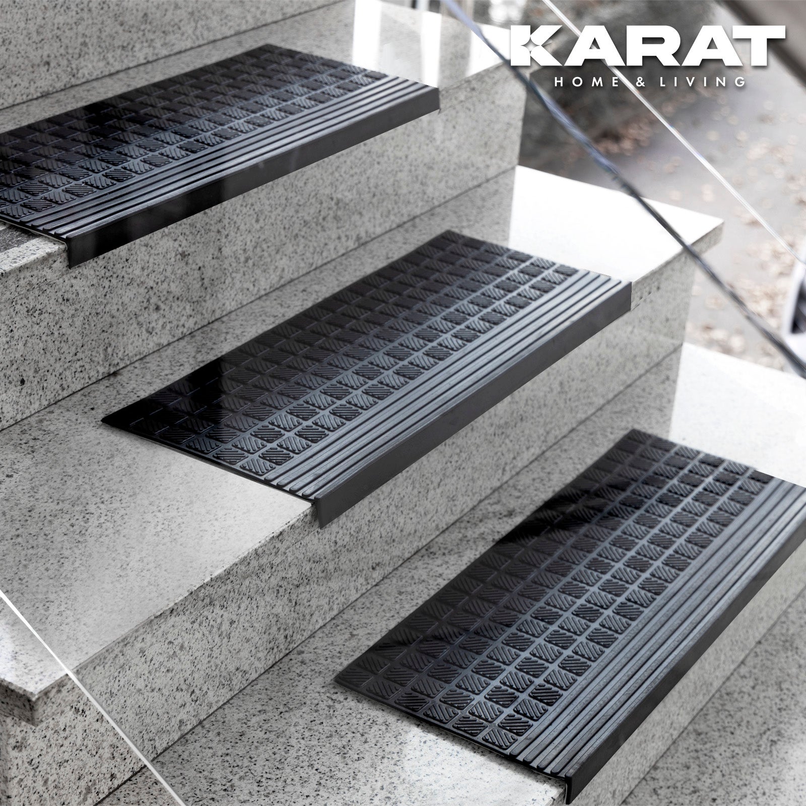 5 x Tapis d'escalier extérieur avec structure de surface striée, Diamond, 30 x 120 cm - 7