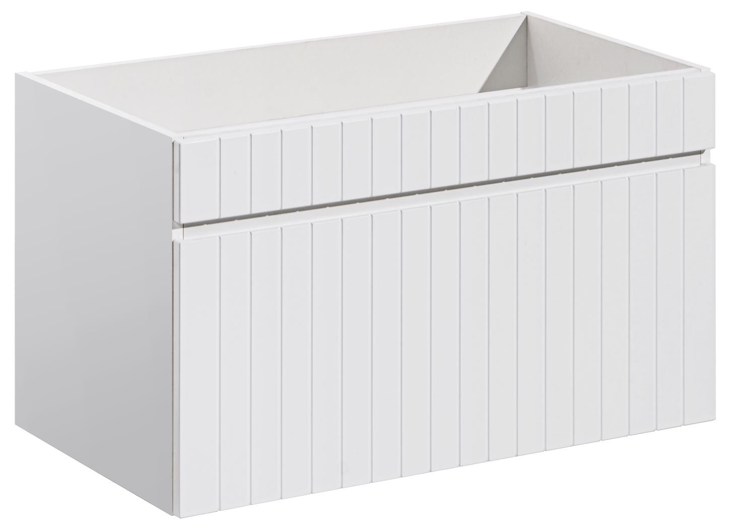 Szafka łazienkowa ICONIC White 80 cm wisząca biała ryflowana szuflada