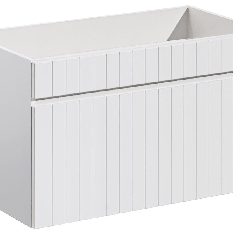 Szafka łazienkowa ICONIC White 80 cm wisząca biała ryflowana szuflada