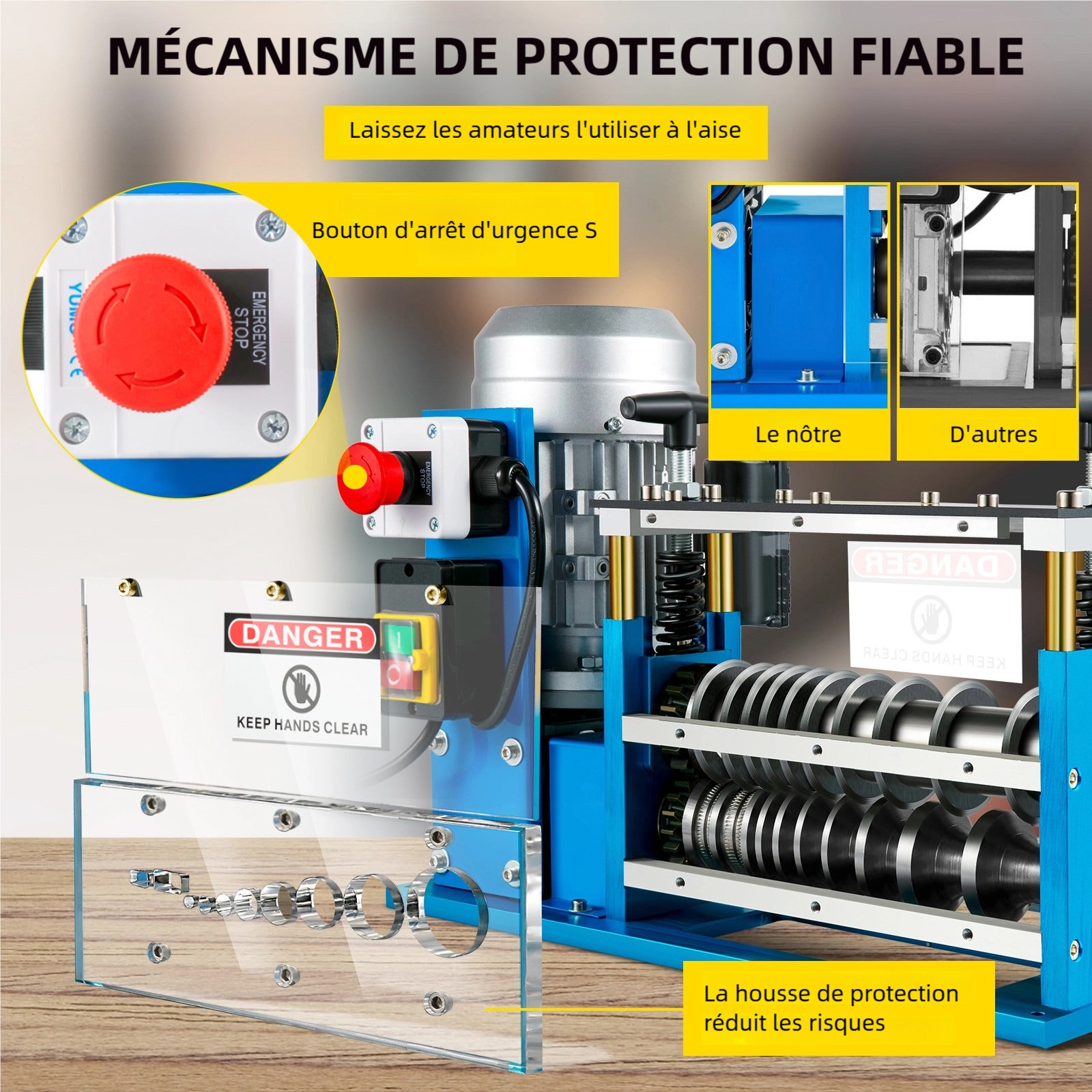 Machine à Dénuder Électrique 370 W VEVOR 1,5–38 mm 11 Canaux 10 Lames pour Recycler Fils et Câbles Cuivre Enlever Isolation - 5