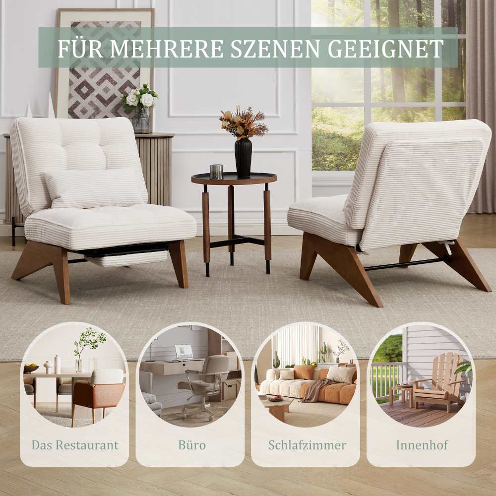 Fauteuil relax moderne en velours côtelé réglable avec repose-pieds, coussin lombaire et pieds en bois massif - 8