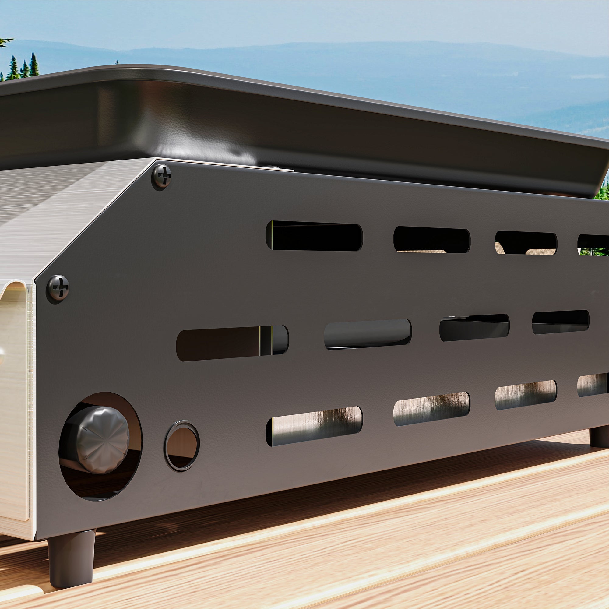 Outsunny Piastra Barbecue a Gas con 4 Bruciatori da 2.4kw e Piano Antiaderente, 77x44.5x19cm, Argento - 9