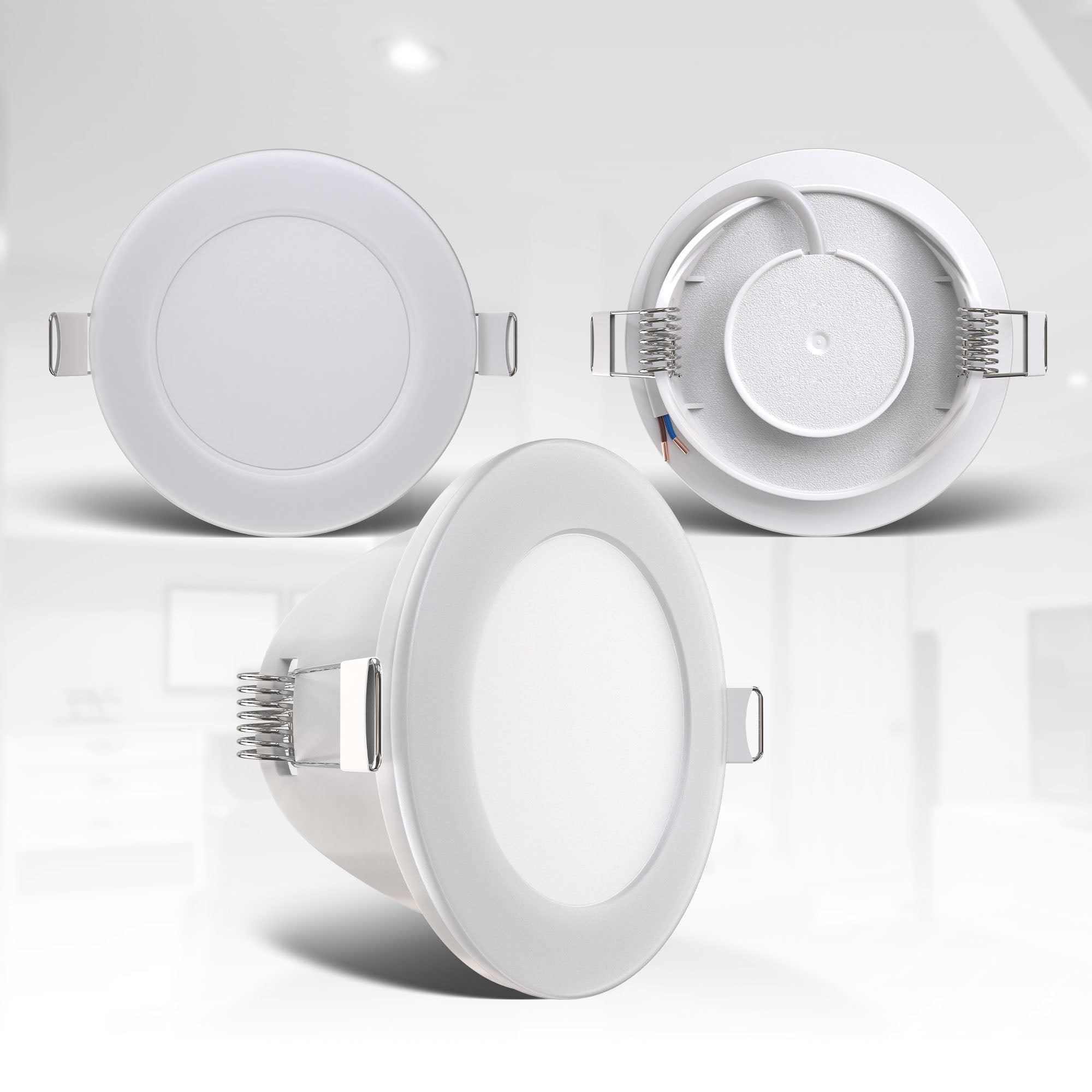Set di 5 faretti LED da incasso - IP65 - Specifici per bagno - Ultrapiatti 30 mm - D.68 mm - Bianco neutro 4000K - 3 W / 350 lm ciascuno - B.K.Licht - 3