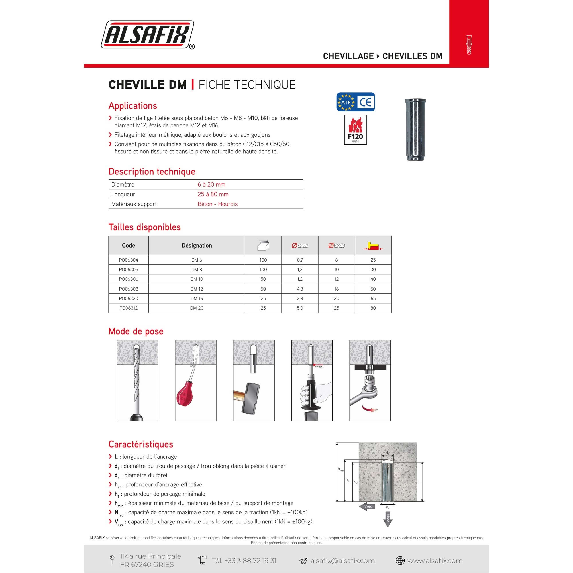 Blister de 10 chevilles DM - douille de frappe M10 - PO06306BL - Alsafix - 4