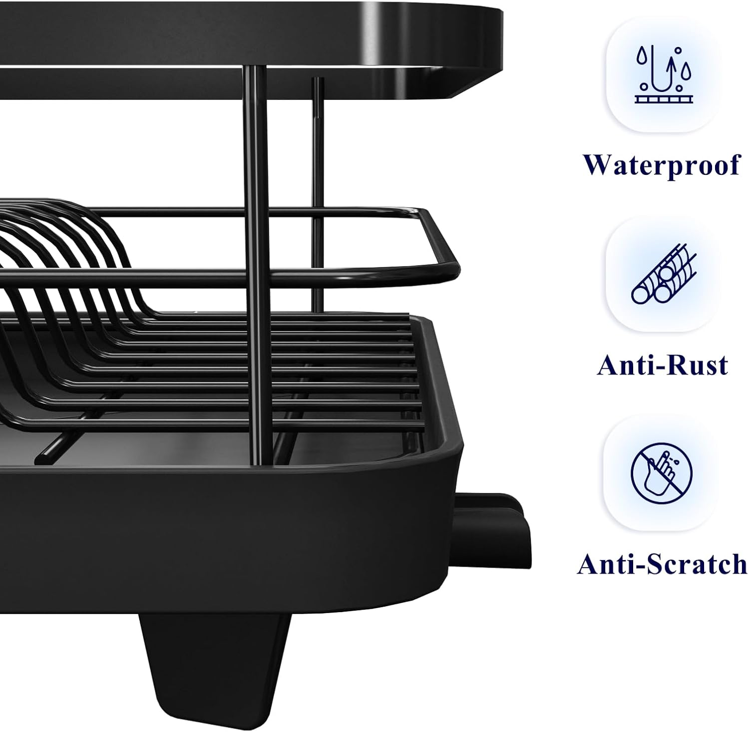 Egouttoir Vaisselle Cuisine - Egoutoire Compact et Gain de Place, Seche Vaisselle en Acier Inoxydable avec Porte-Couverts,29,0 x 38,1 x 12,7 cm - 5