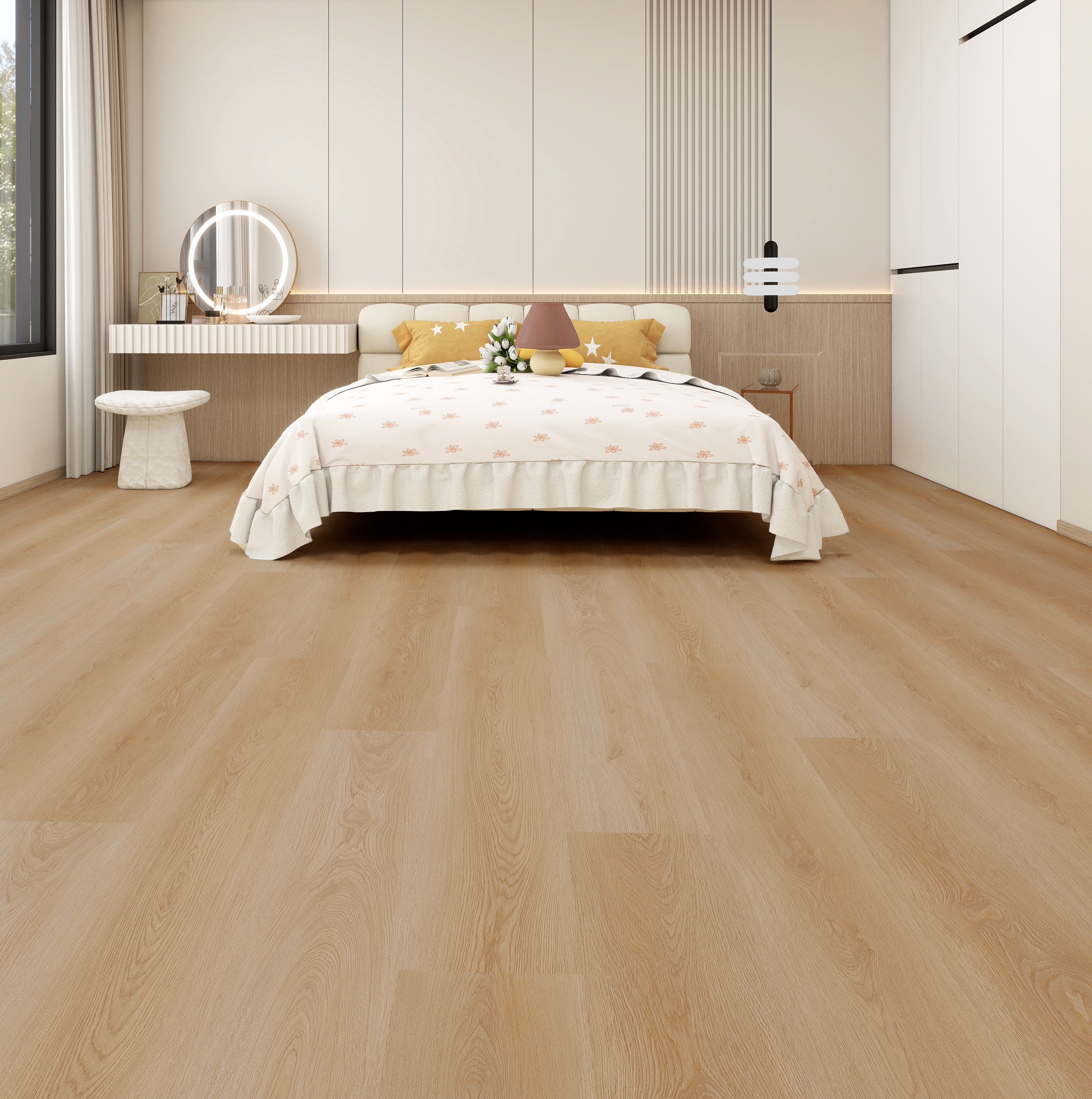 Sol PVC - Lames PVC clipsable avec sous couche intégrée- GARANTIE 20 ans -Ep. 5,5 mm- Bois clair - Dimensions L 122 cm x l 23 cm - 4