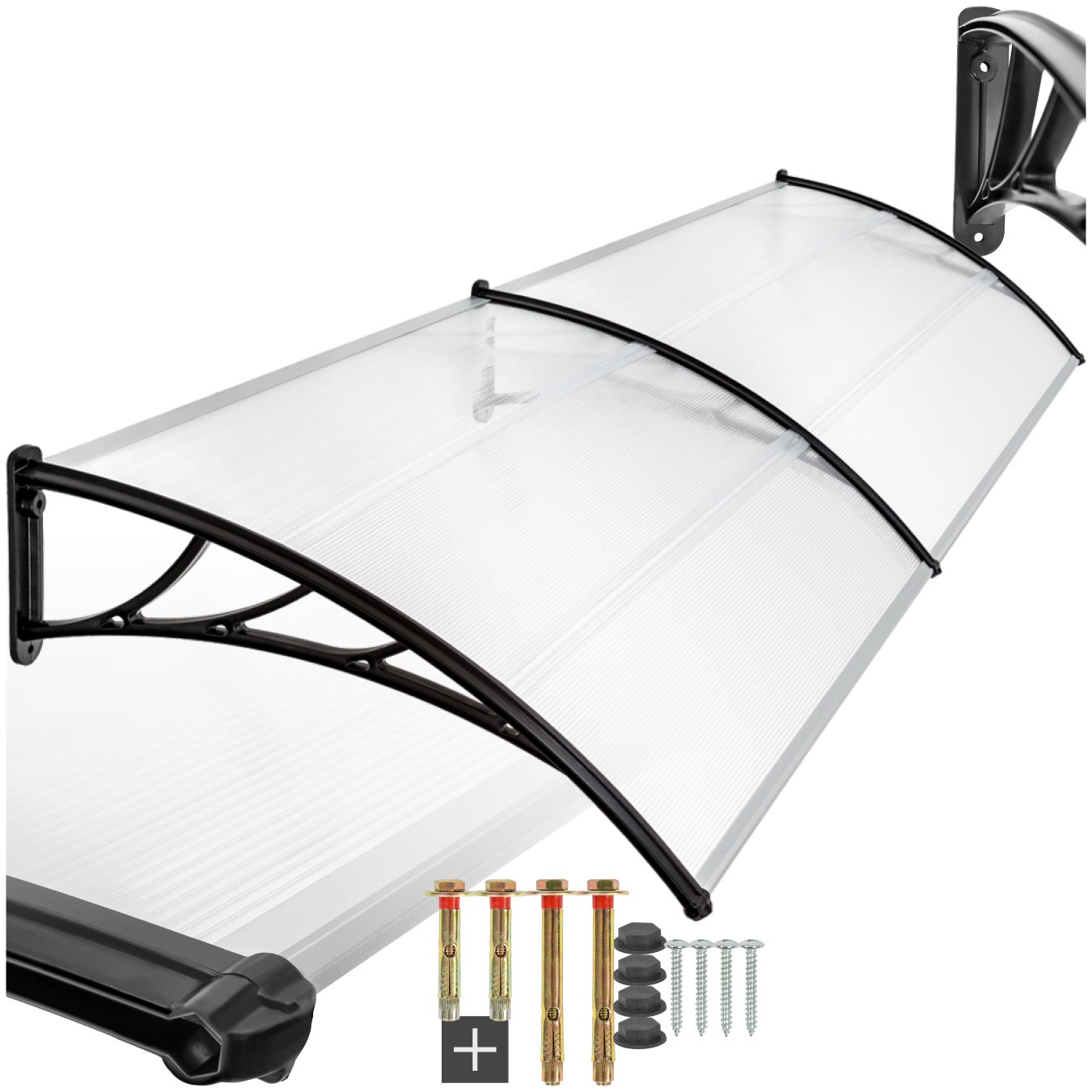 Tectake marquesina arqueada para puerta, 1,86 m², 200 x 93 cm, transparente arqueada