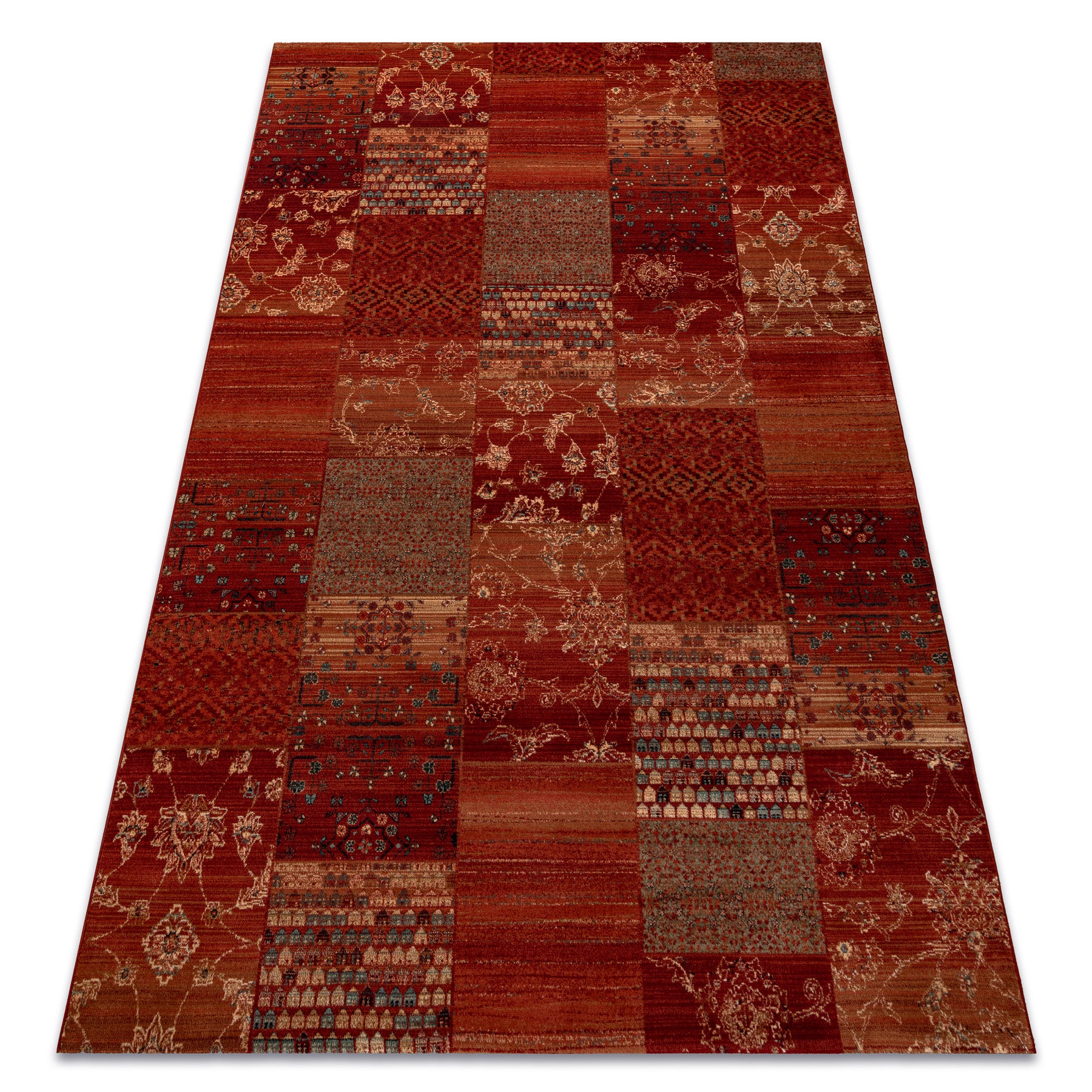 Dywan wełniany KASHQAI 4327 300 Patchwork bordo 67x275 cm