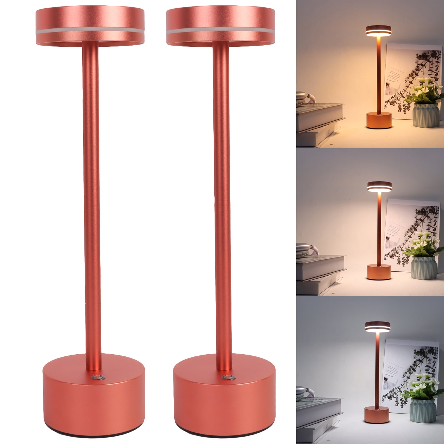 Bezprzewodowa lampa stołowa ładowana przez USB zestaw dotykowych lamp biurkowych LED temperatury barwowe do szafki nocnej do wnętrz na zewnątrz