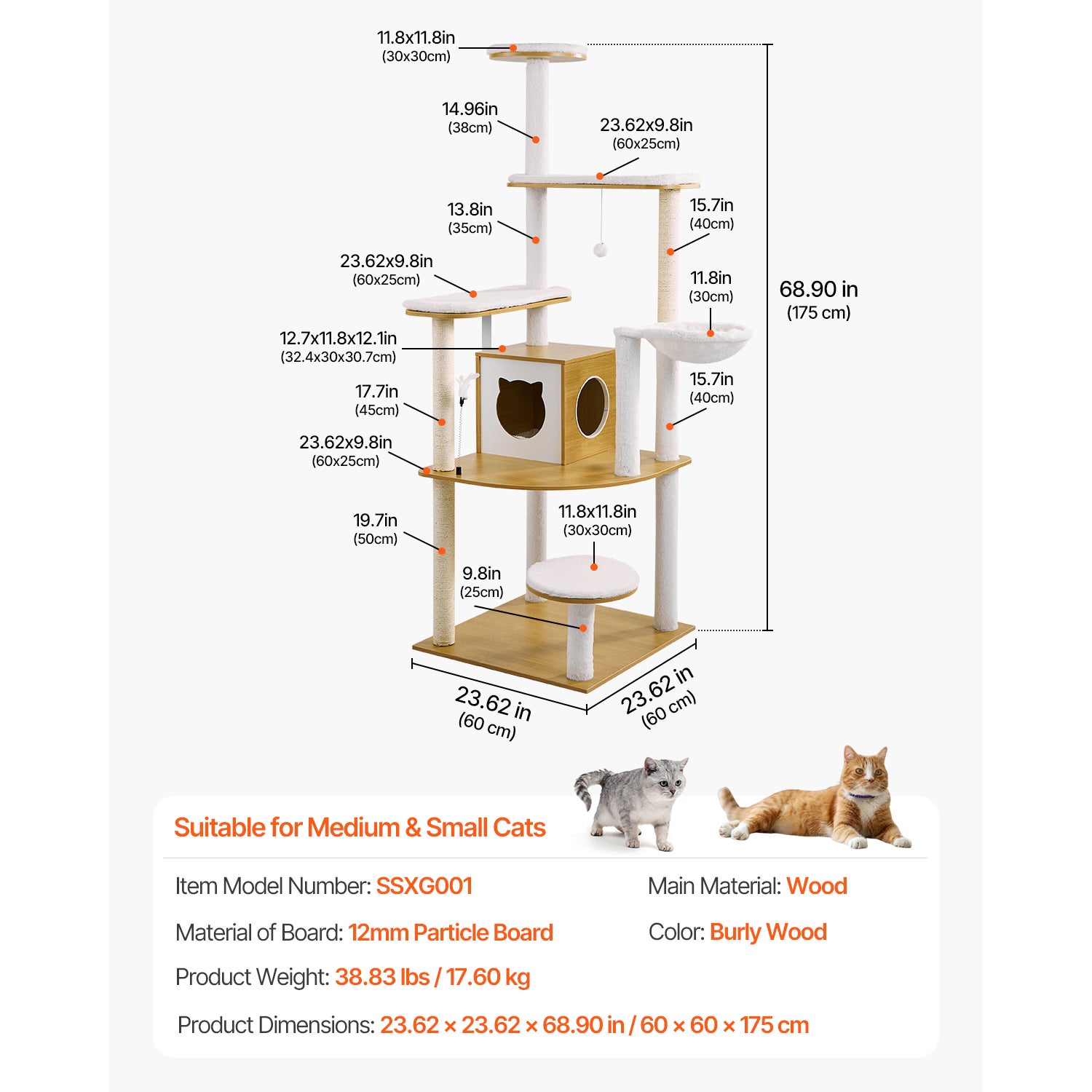 Gran árbol para gatos SucceBuy 68,9