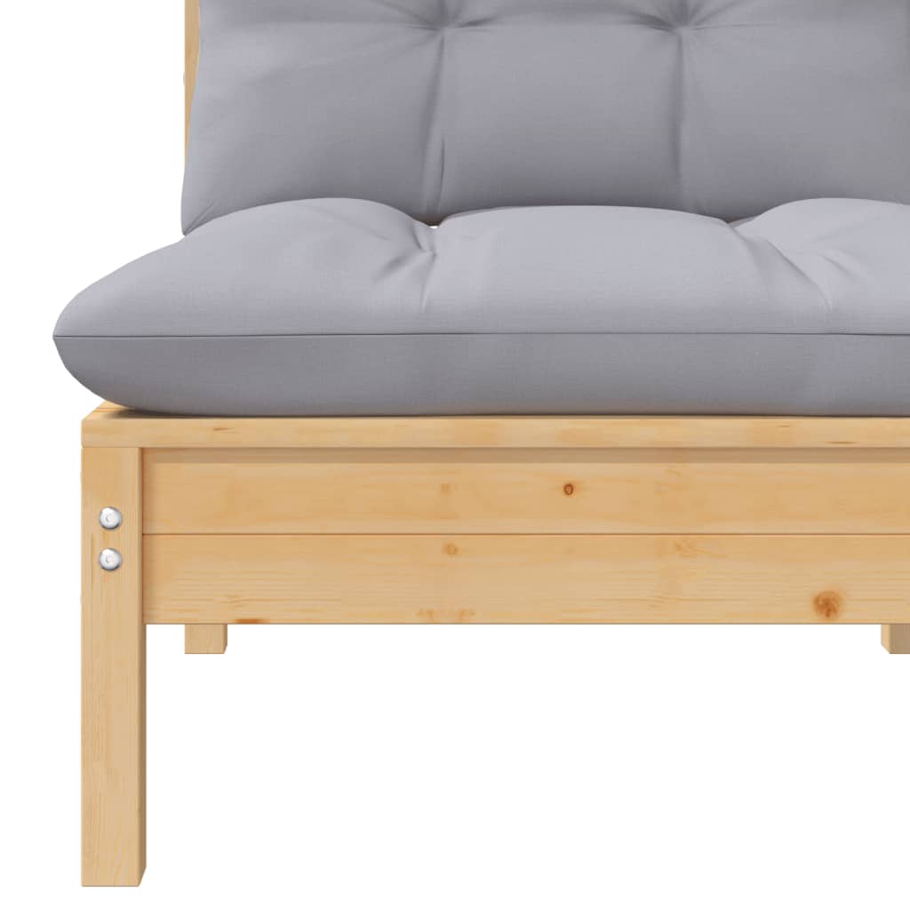 Maison Exclusive - Salon de jardin 3 pcs avec coussins gris Bois de pin massif - 6