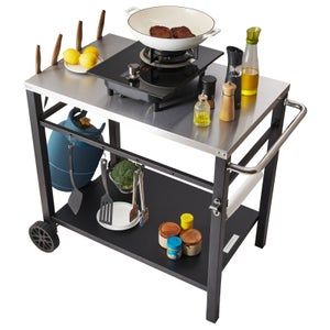 Table D'appoint Desserte Mobile Gris 60x30x65cm, Tiroir Rangement