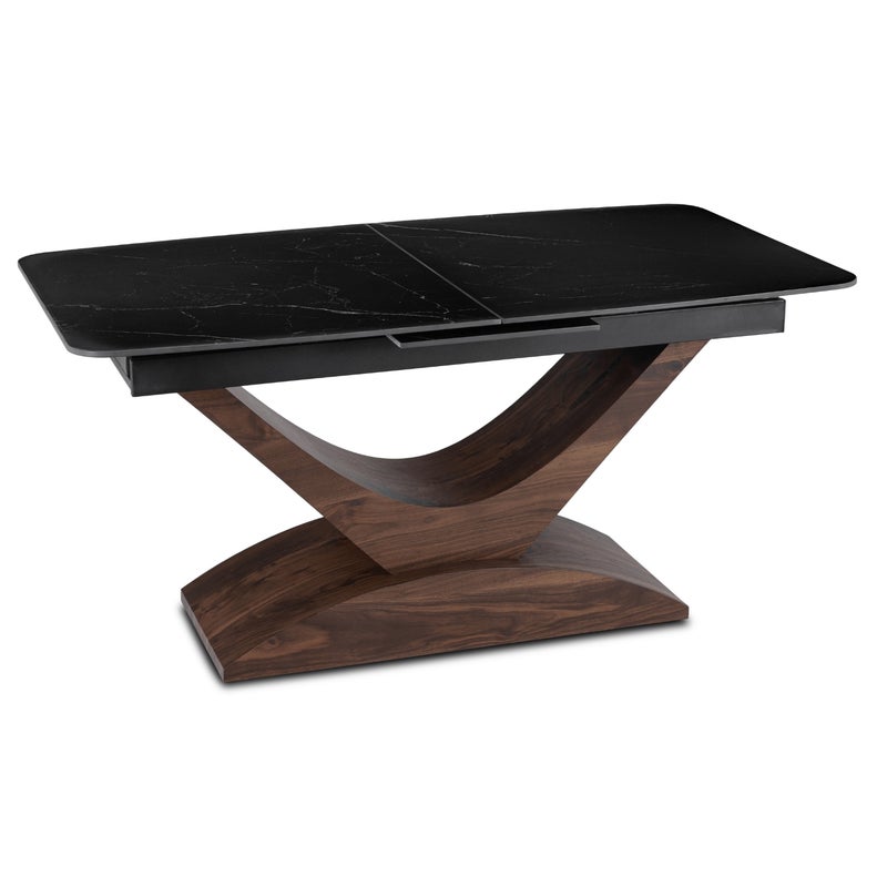 Stół Ceramiczny Rozkładany Spiek Kwarcowy Do Salonu Czarny ALICANTE 160/200