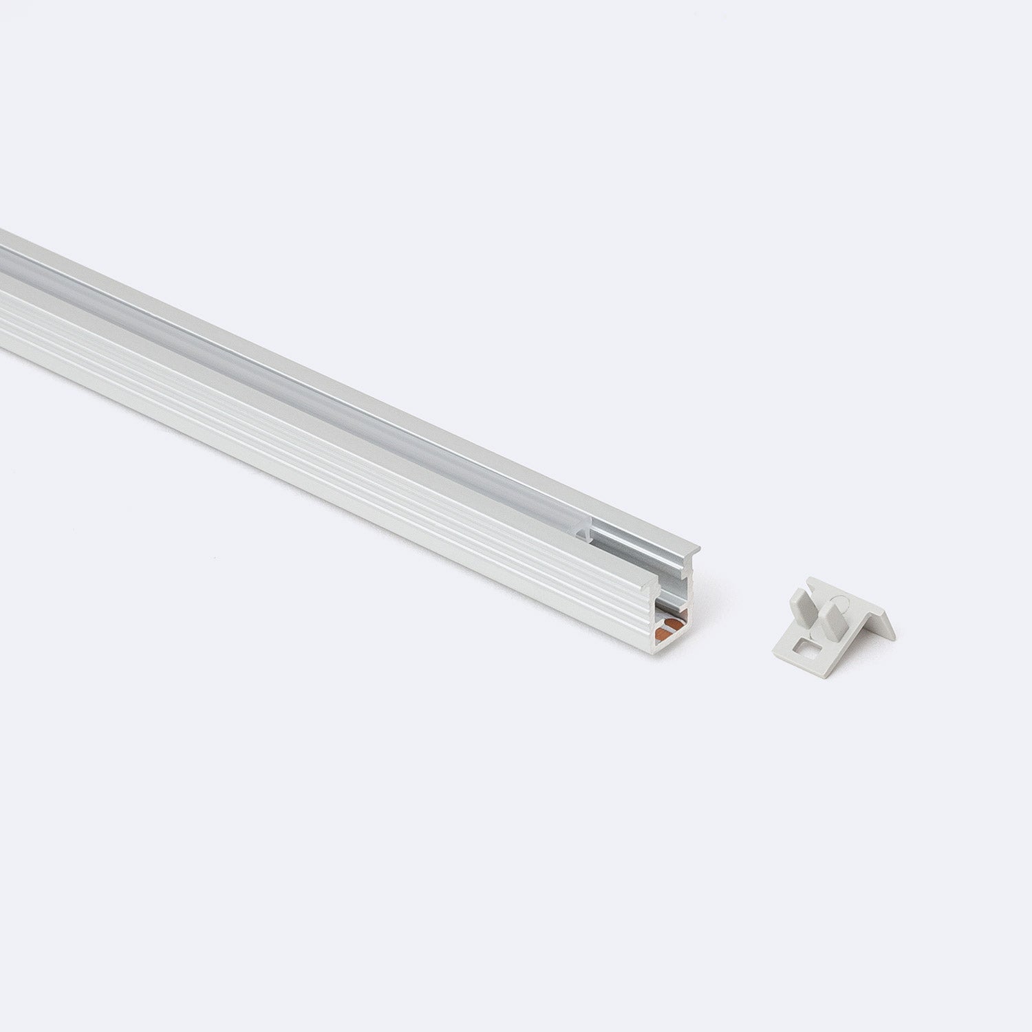 Profilé Aluminium Encastré 2 m pour Rubans LED jusqu'à 6 mm - Aluminium 2 m Semi-transparent - Aluminium - 2