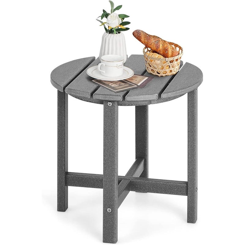 Stolik Ogrodowy z HDPE Obciążenie 100 kg – Regały z Listew Kompaktowy Rozmiar Okrągły 46 x 46 x 46 cm Szary