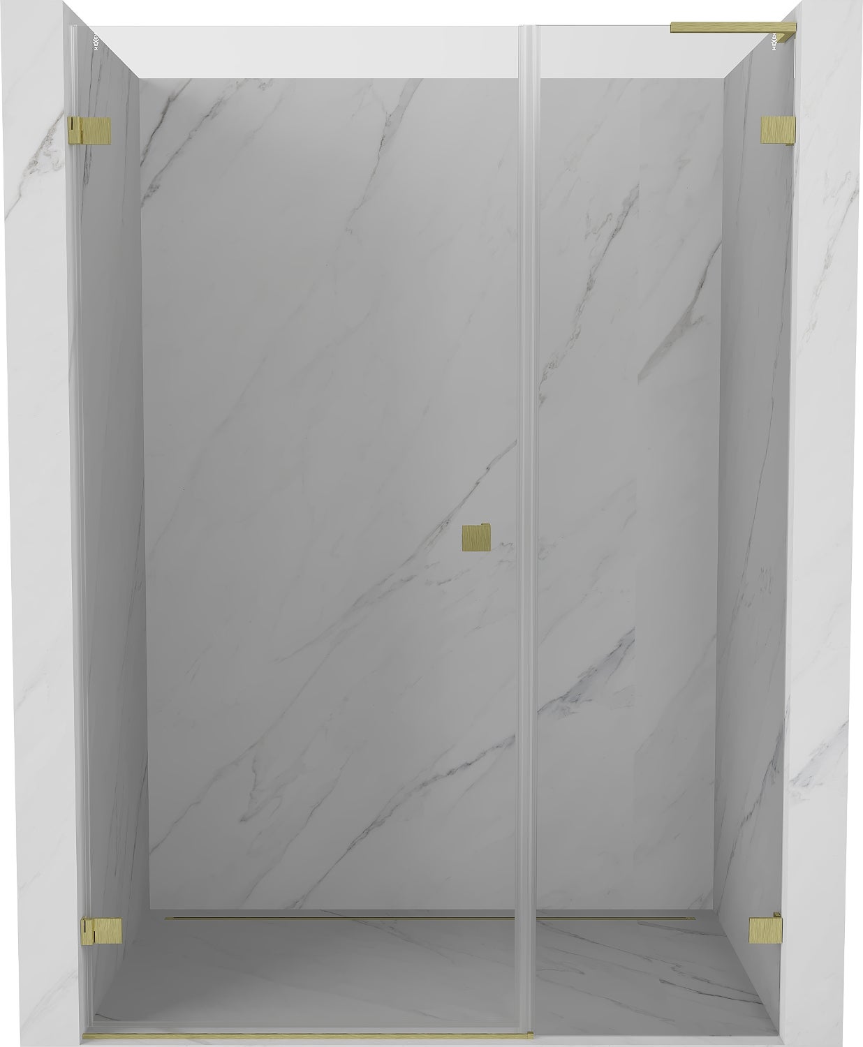 Mexen Lunar-B L drzwi prysznicowe uchylne lewe 130 cm, transparent, złote szczotkowane - 832SL-130-050-55-00-L