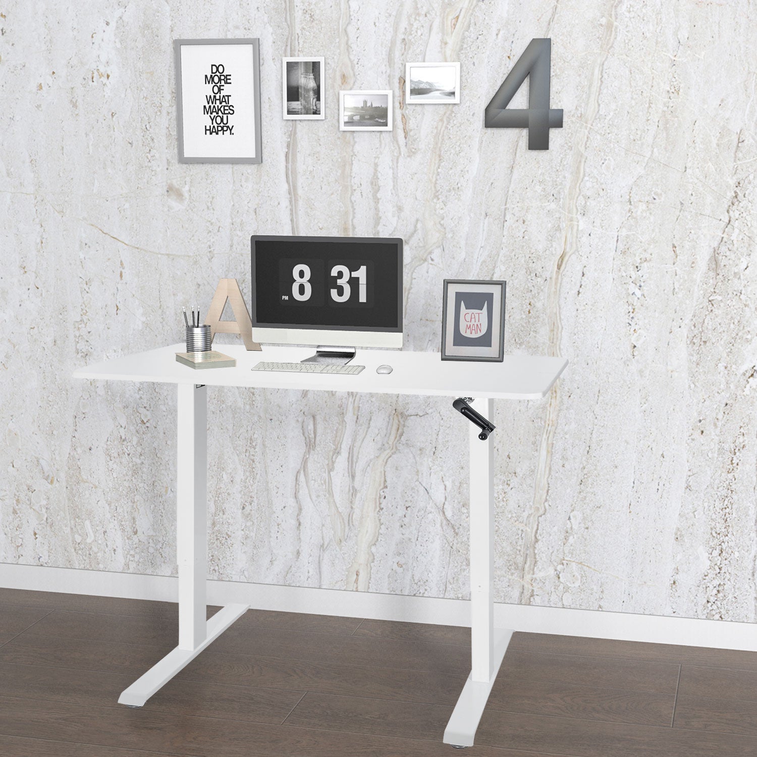 Scrivania STAND CR 120 x 60 altezza regolabile manualmente bianco hjh OFFICE - 6
