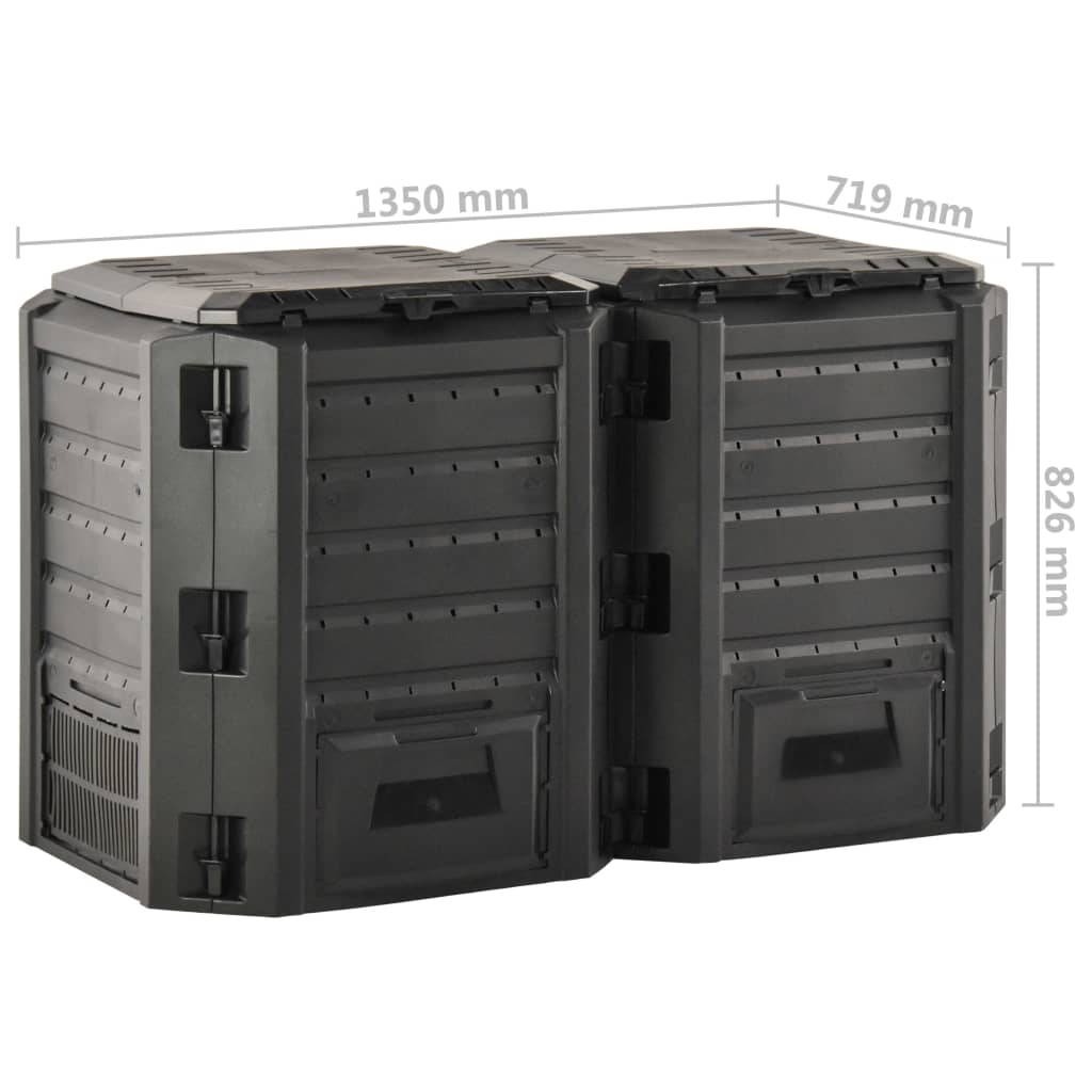 Compostiera da Giardino Nera 800 L vidaXL - 6