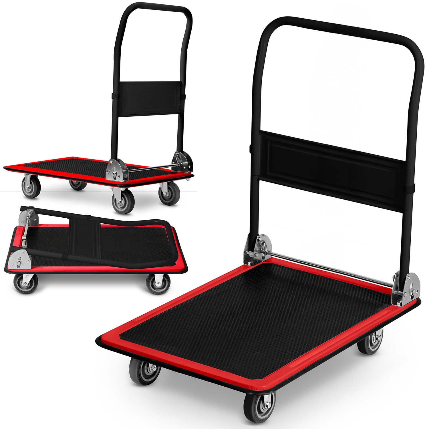 Wózek transportowy, platformowy HM-506 czar-czerwony Humberg