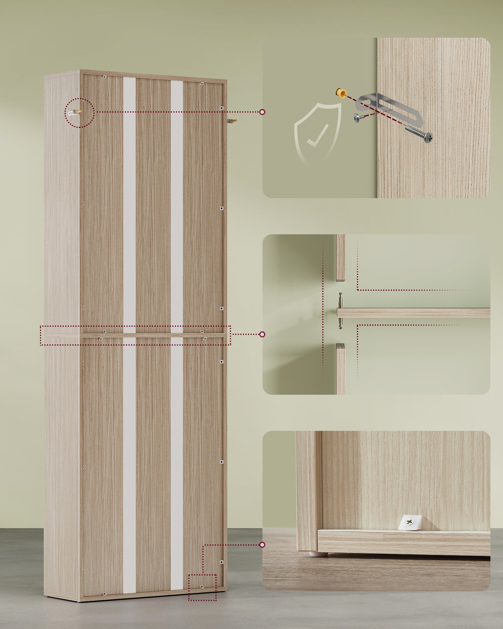 Bibliothèque, Étagère sur 6 Niveaux, Meuble de Rangement Ouvert, Étagère, 24 x 60 x 178,5 cm, pour Salon, Bureau, Salle à Manger, Beige Naturel - 6