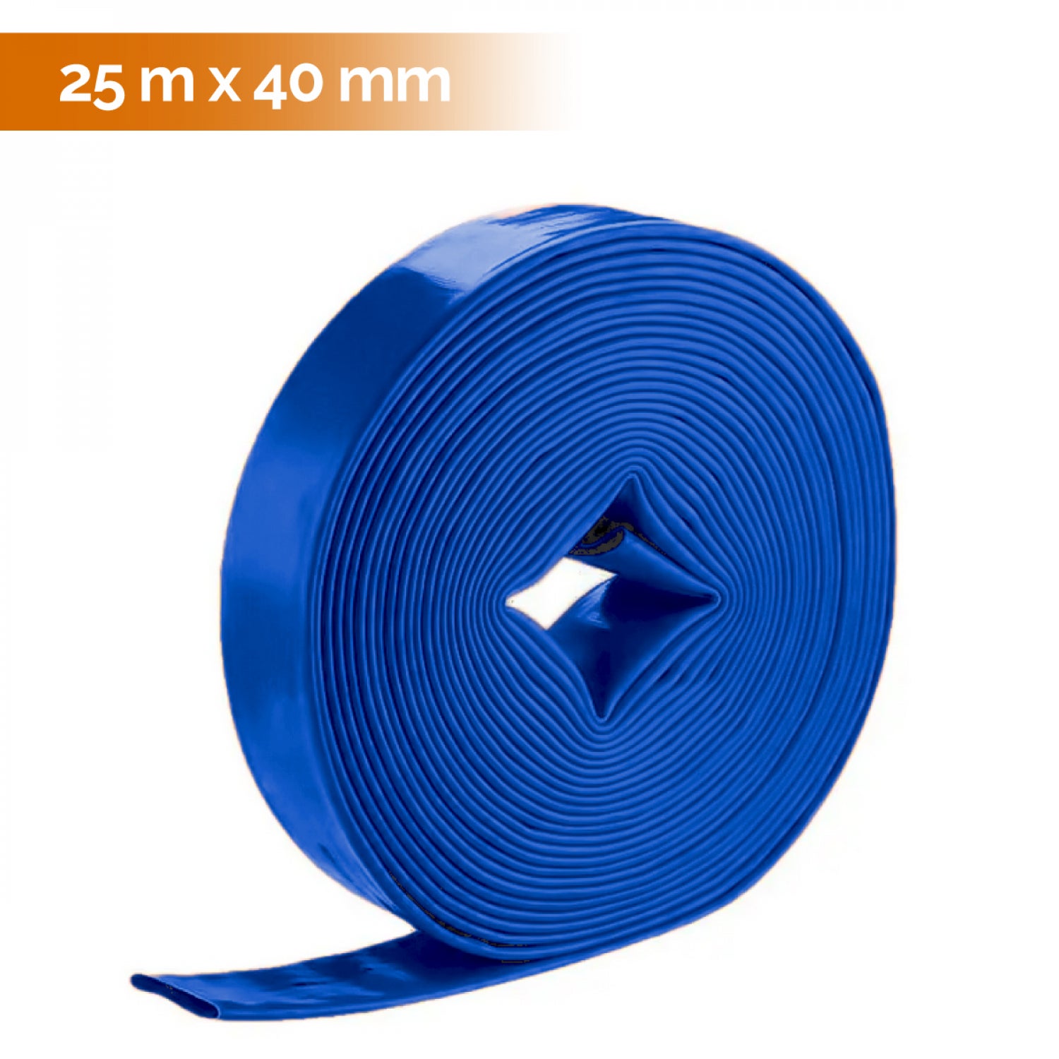 Linxor - Tuyau de refoulement, d'arrosage plat en PVC - Bleu - 25 m x 40 mm - 2