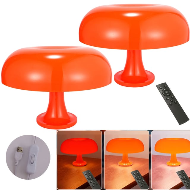 2 sztuki lamp stołowych Mushroom, ściemnialna lampka nocna z 3 trybami, lampka nocna retro, wtyczka USB