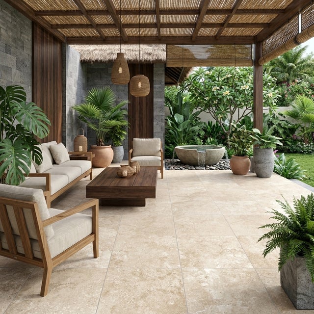 Dalle extérieur sur plots Tivertino terre 2.0 R11 60*60 cm - Réflex Boutique