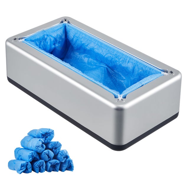 Distributeur automatique de couvre-chaussures SucceBuy avec 100 couvre-chaussures jetables antiderapants, aux pointures jusqua taille US 11, argent