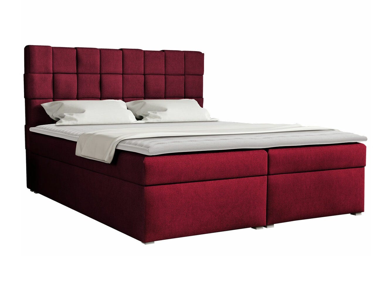 Lit continental Pomona 117, Continental, Double, Rouge, 140x200, Tissu ...