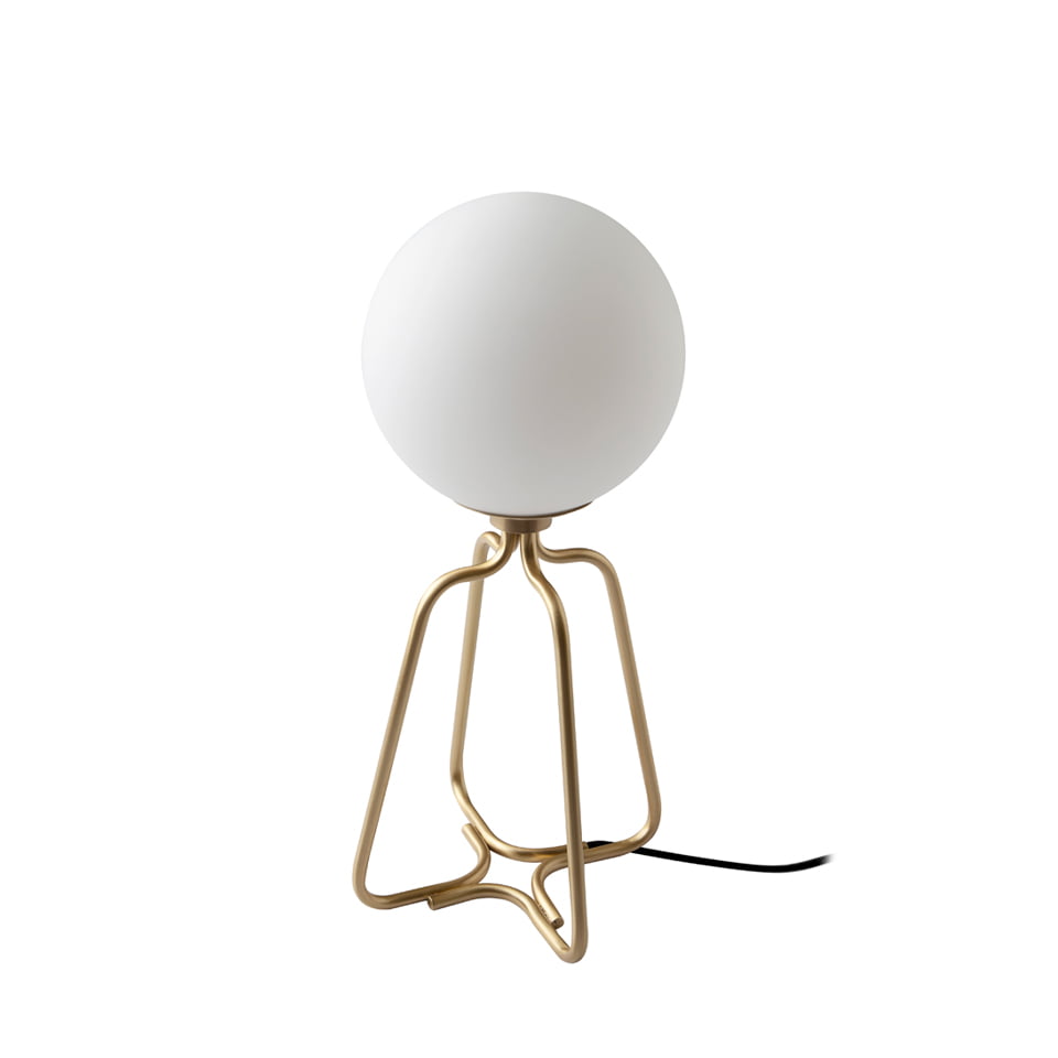Lampa stołowa ze złotej stali i białego szkła 16.5 x 16.5 x 35.5 cm